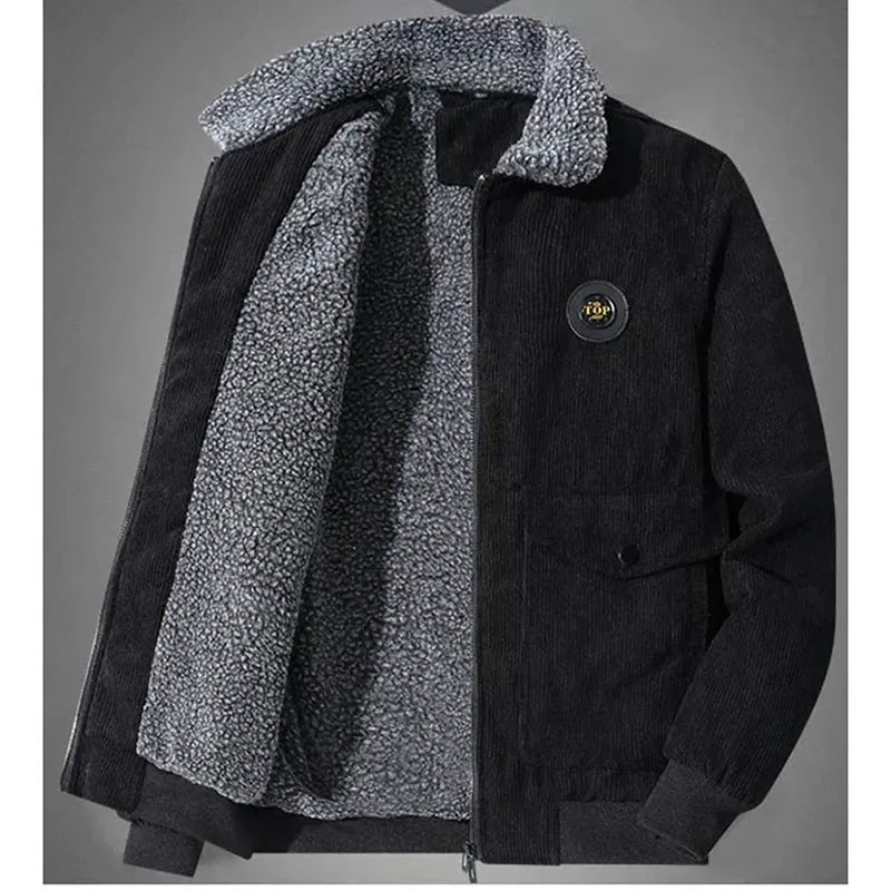 Elegante chaqueta de pana con forro polar